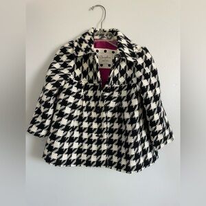 Kids Houndstooth Pea Coat - Black and White size 2T Cherokee kids